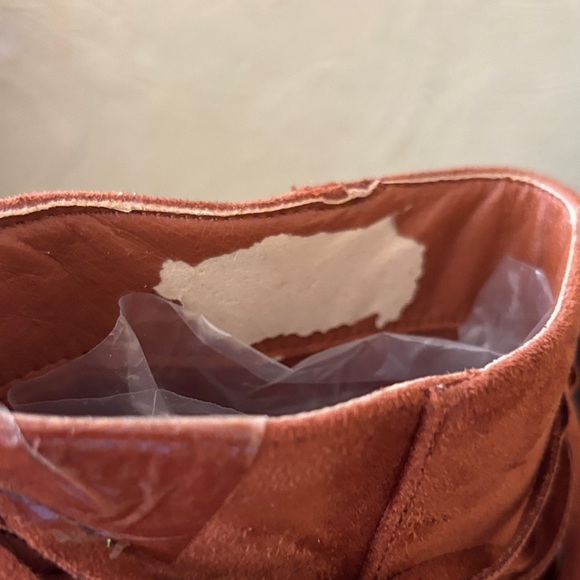 JustFab Rust Fringe Heeled Booties - Picture 5 of 6